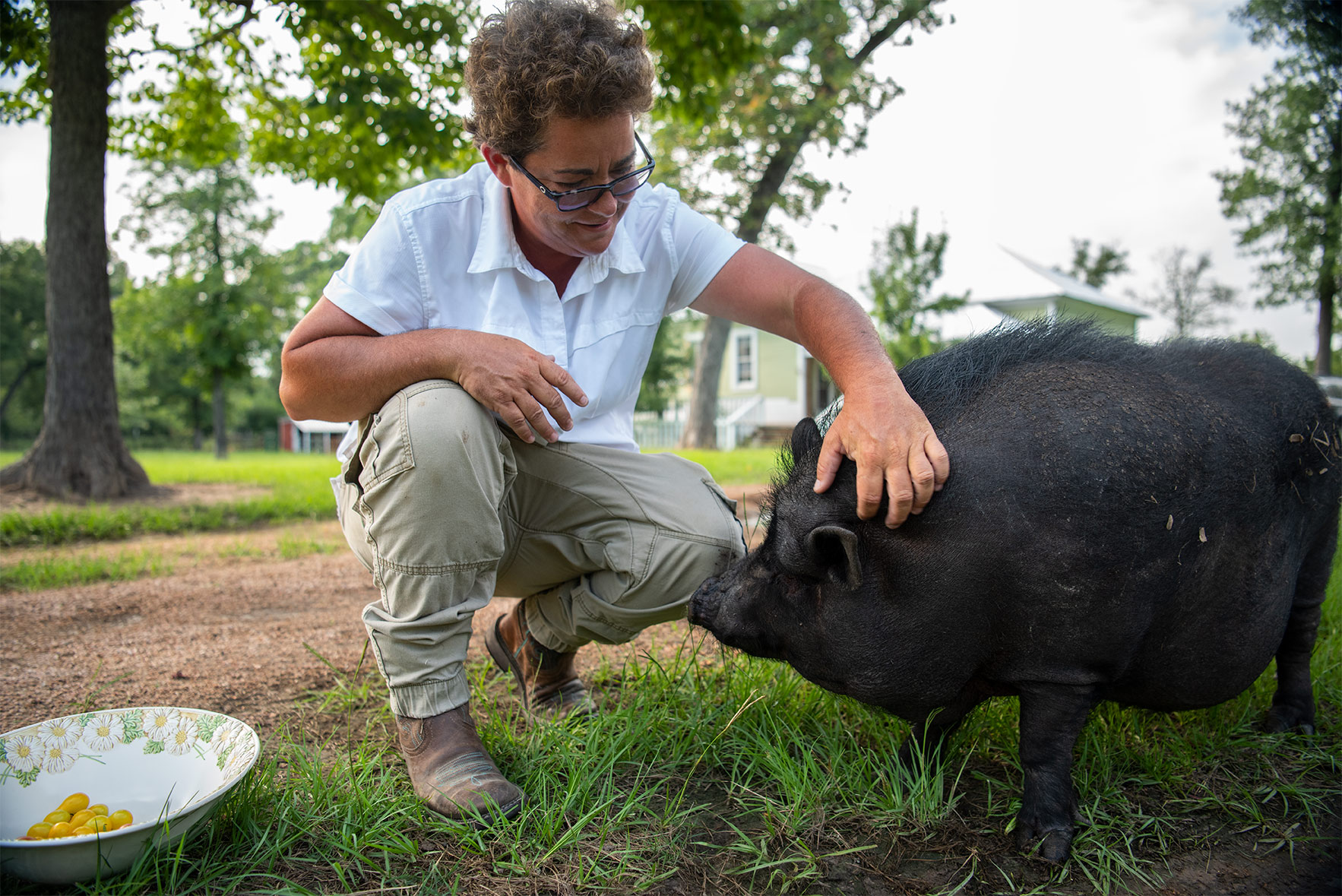 Christine and Big Will (her pot-bellied pig)